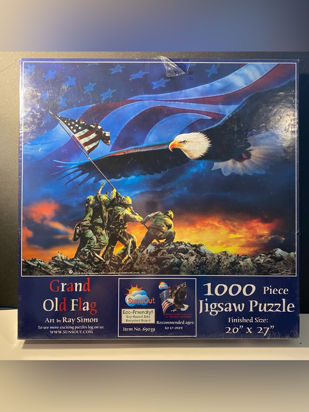 SunsOut Grand Old Flag 1000-Piece Jigsaw Puzzle - Patriotic Eagle & Soldiers NWT
